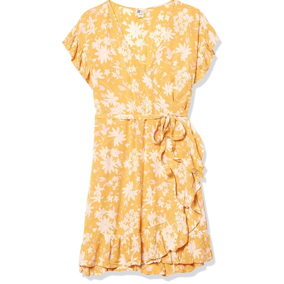 Billabong Floral Wrap Dress in Bright Gold - Picture 4 of 13